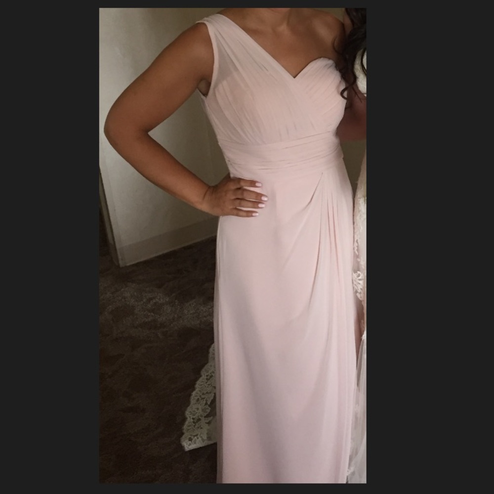 Bill Levkoff One Shoulder Pink Bridesmaid Dress
